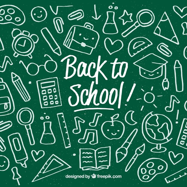 Back to school background in green chalkboard style