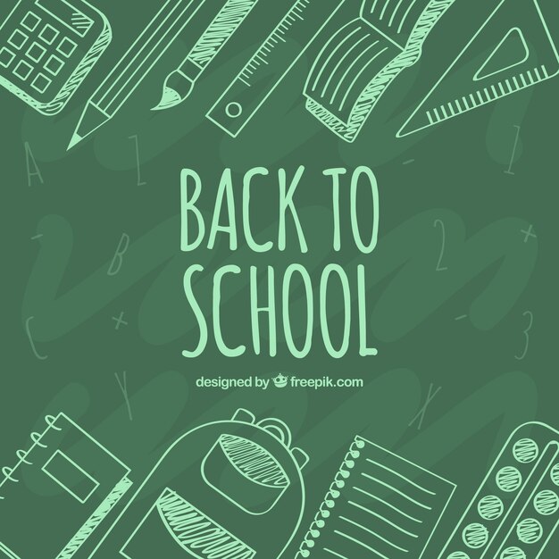 Back to school background in green chalkboard style