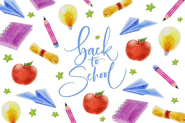 Free Vector back to school background watercolor design