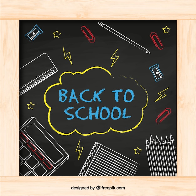 Free Vector back to school background with blackboard style