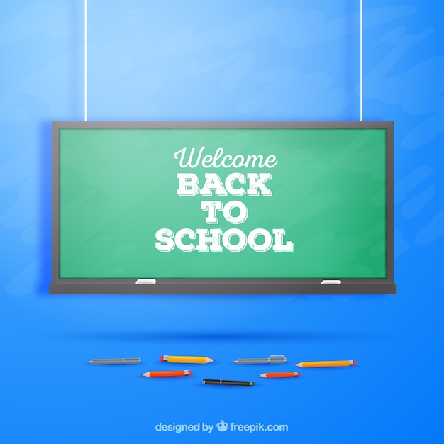 Free Vector back to school background with chalkboard