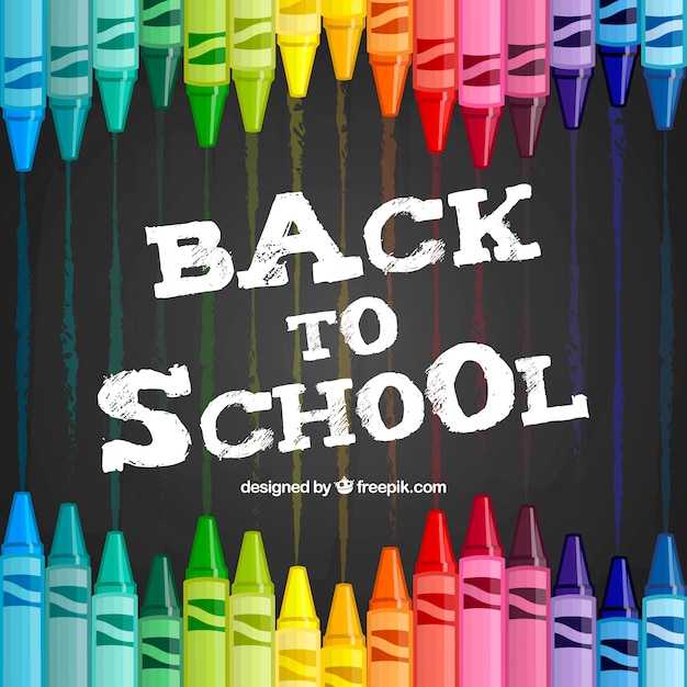 Back to school background with colored pencils