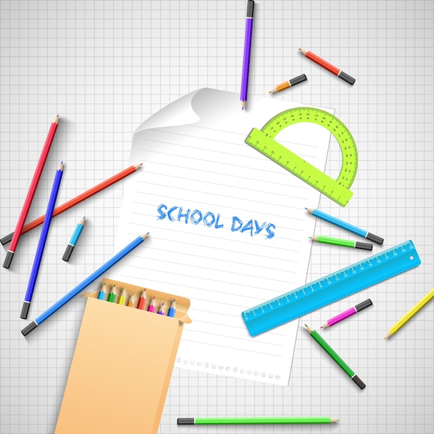 Back to school background with colorful school supplies