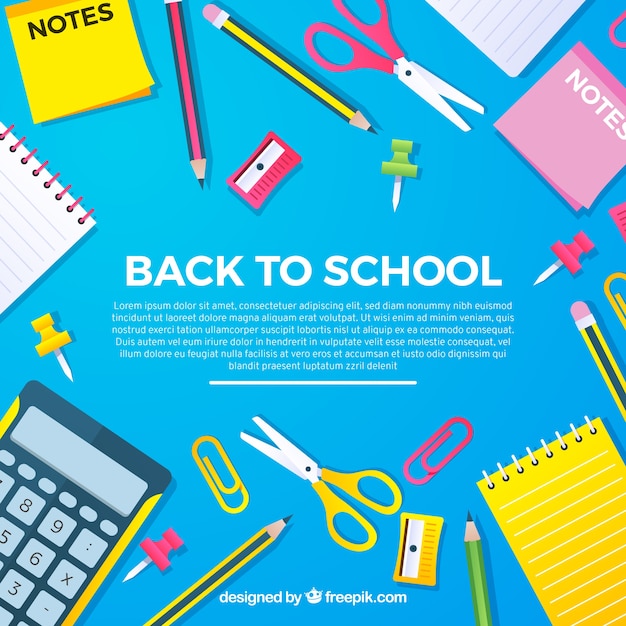 Back to school background with different elements