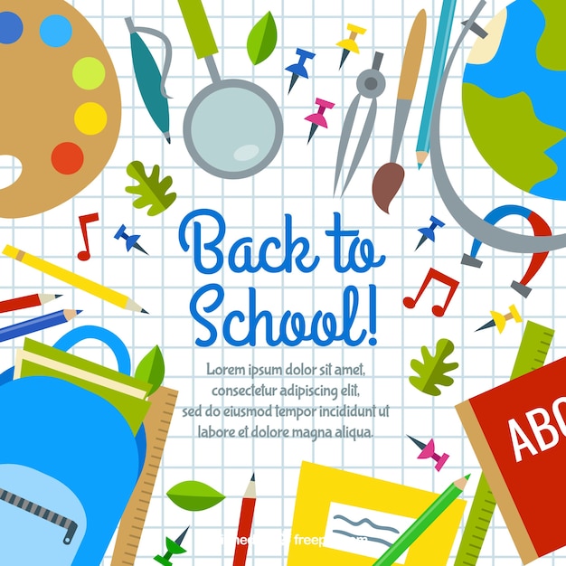 Back to school background with flat elements