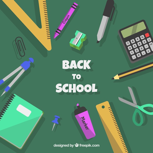 Free Vector back to school background with flat elements