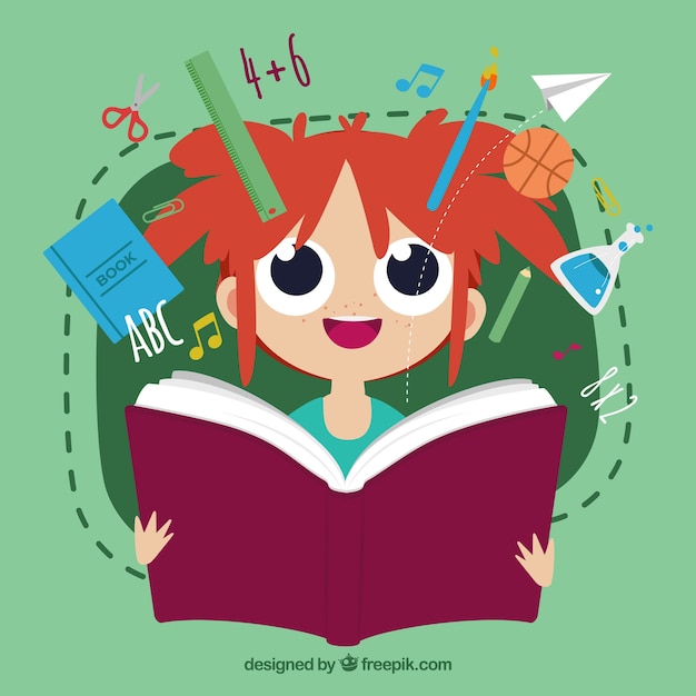 Free Vector back to school background with girl holding book