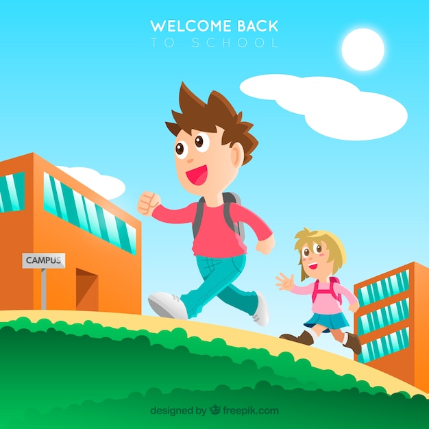 Free Vector back to school background with happy children