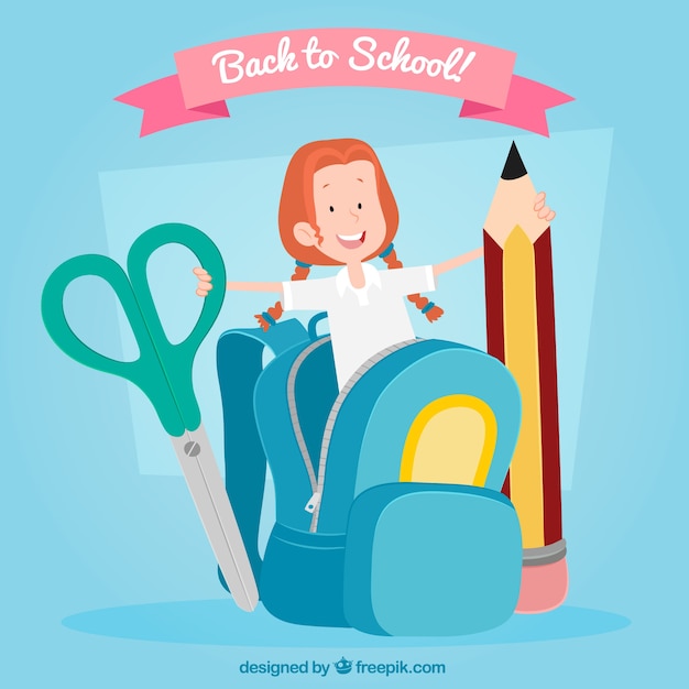 Back to school background with happy student