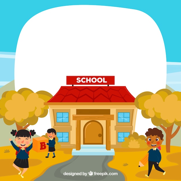 Free Vector back to school background with happy students