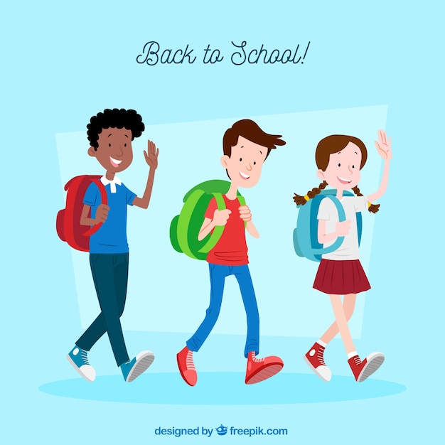 Free Vector back to school background with happy students