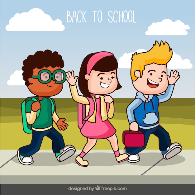 Back to school background with kids