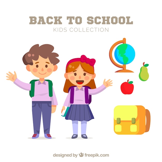 Free Vector back to school background with kids