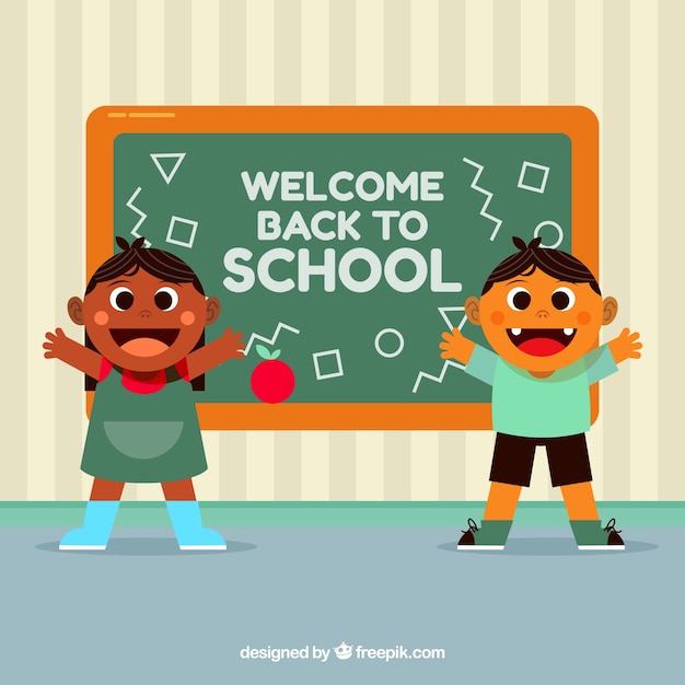 Free Vector back to school background with kids