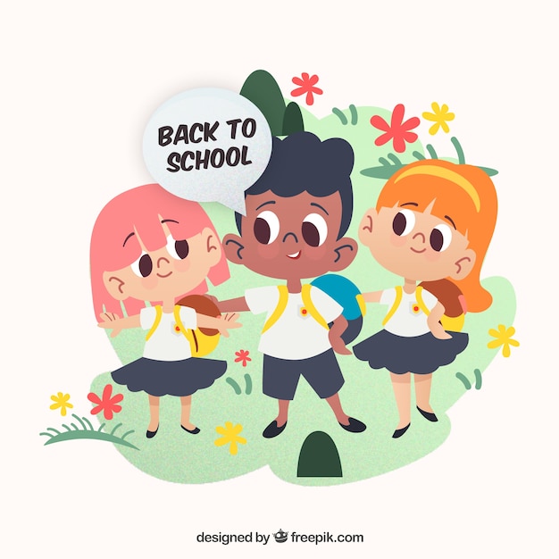 Back to school background with kids