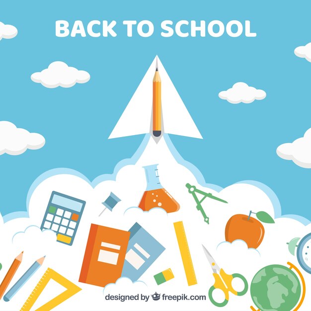 Back to school background with rocket concept