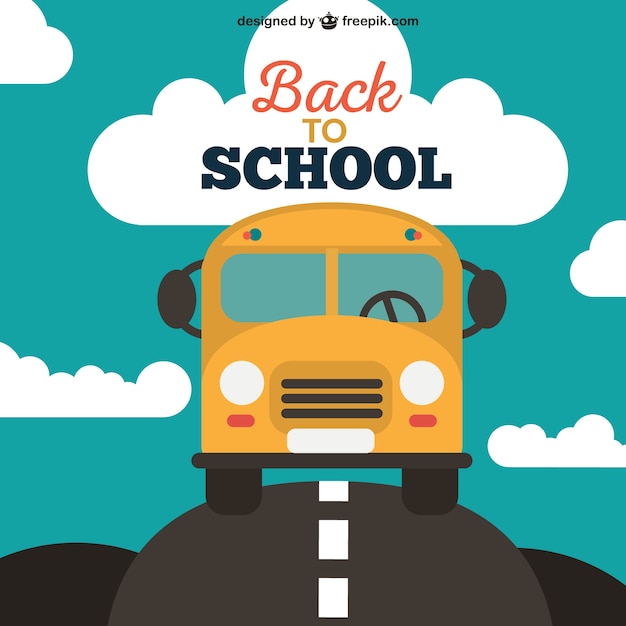 Free Vector back to school background with yellow bus