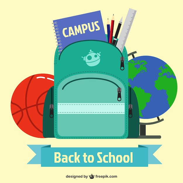 Free vector back to school backpack and other elements