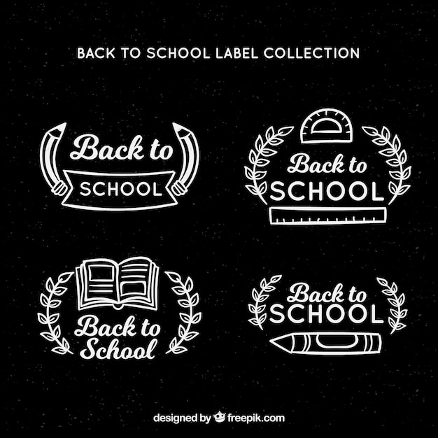 Free vector back to school badge collection in blackboard style