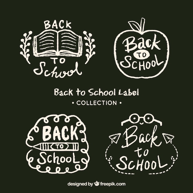 Back to school badge collection in chalk style