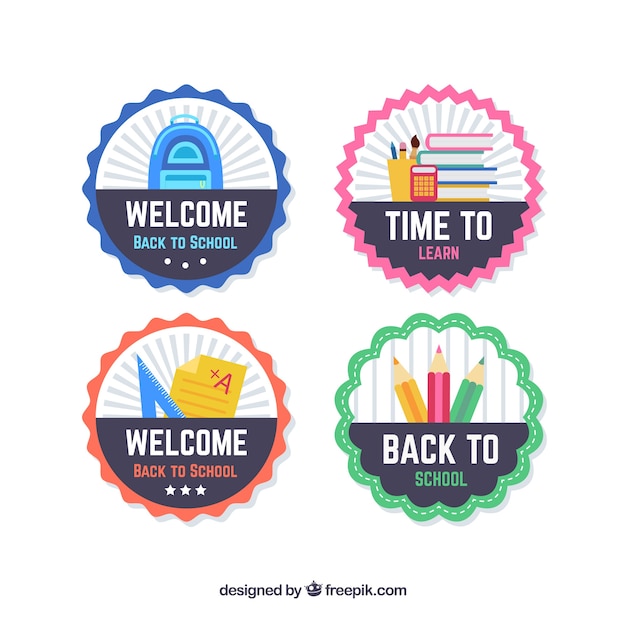 Free Vector back to school badge collection