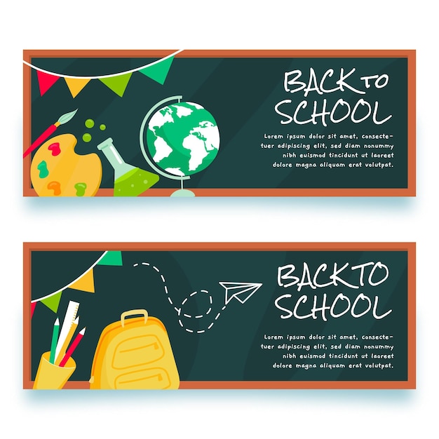 Free Vector back to school banner draw blackboard