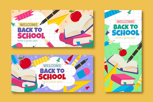 Back to school banner template set