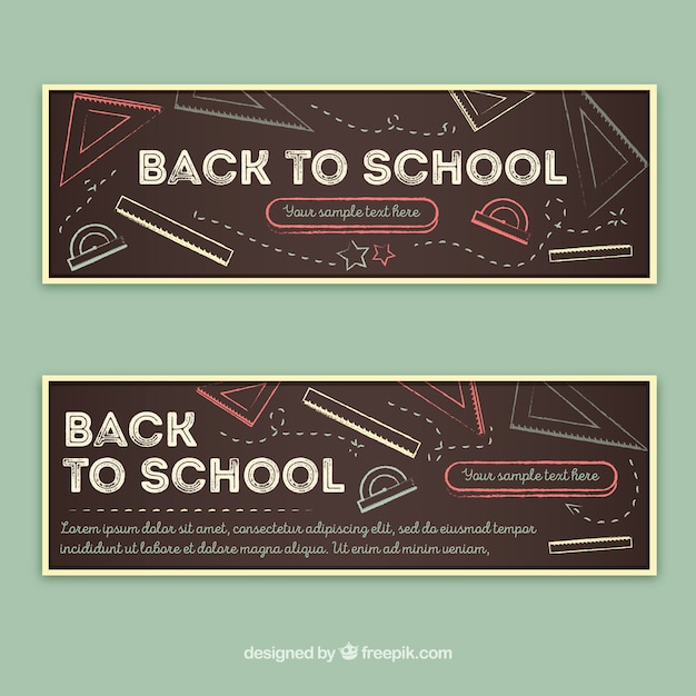 Back to school banners in chalkboard style