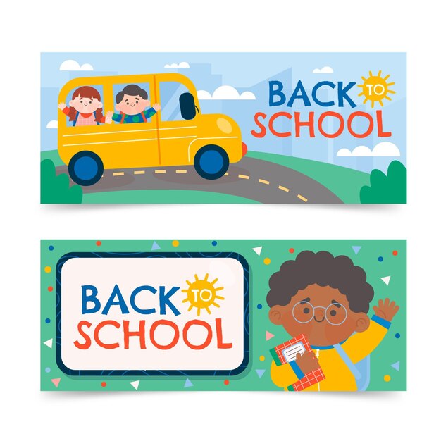 Back to school banners set