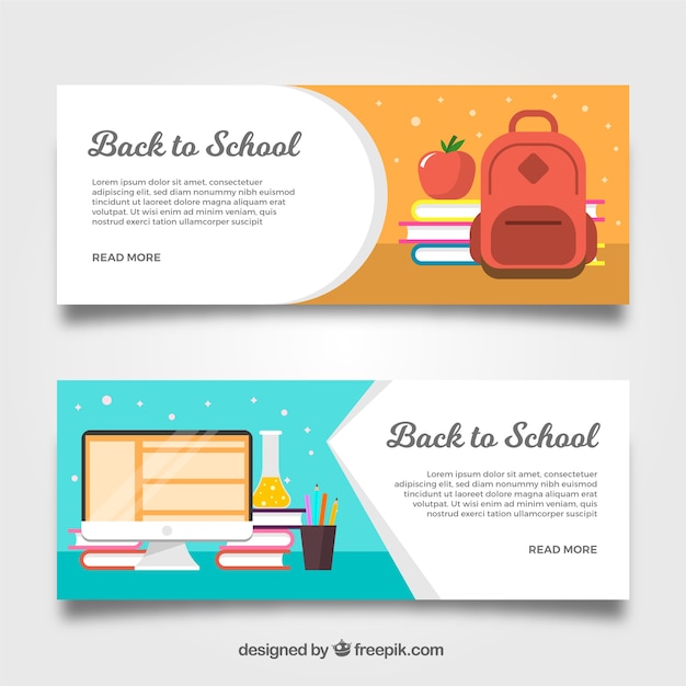 Free vector back to school banners with elements