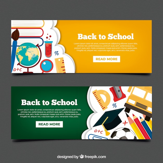 Back to school banners with flat design