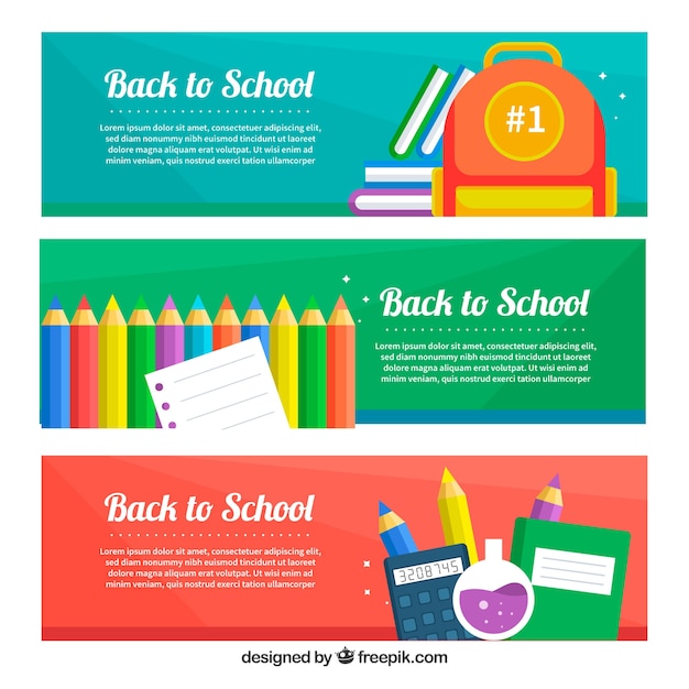 Back to school banners with flat design