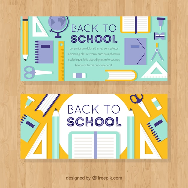 Back to school banners with flat design