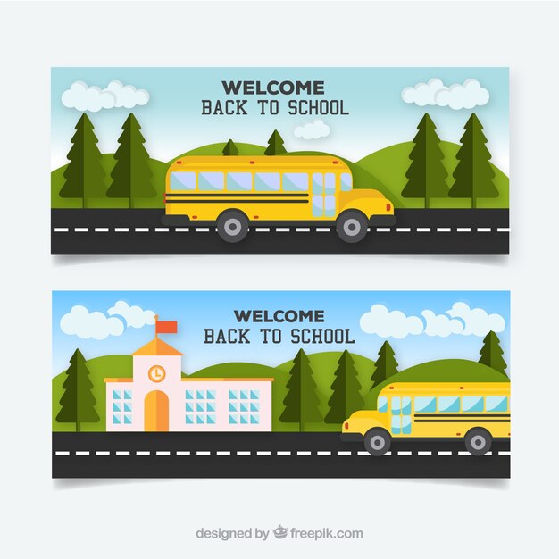 Back to school banners with flat design