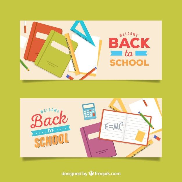 Back to school banners with flat design