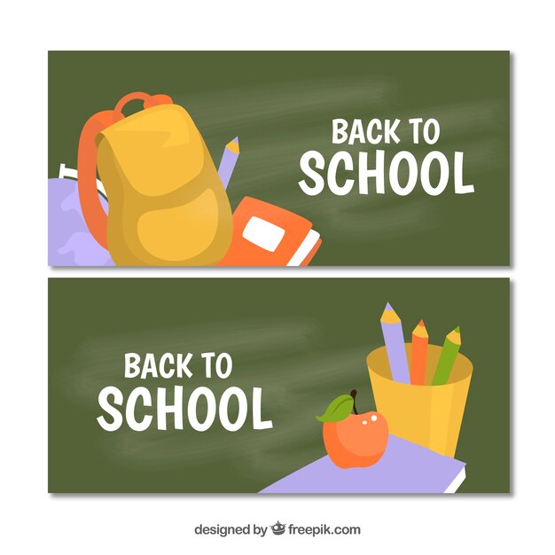 Back to school banners with flat design