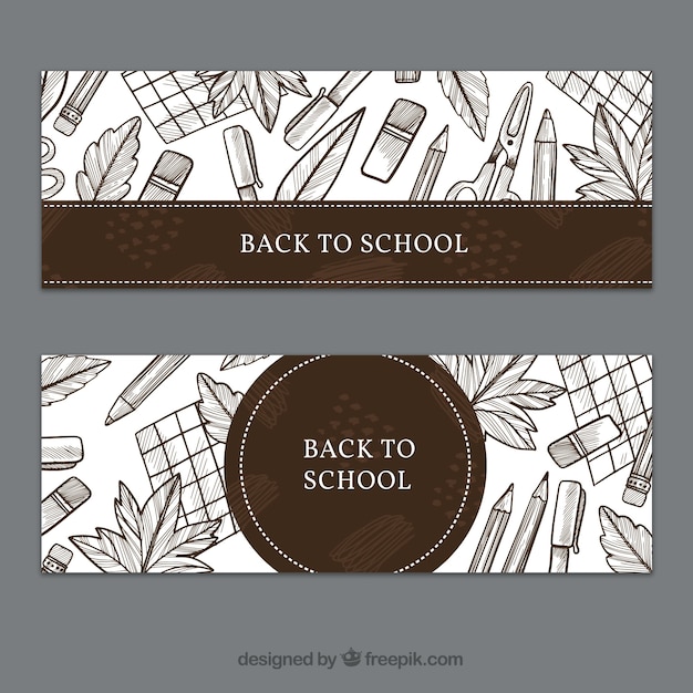 Back to school banners with hand drawn style