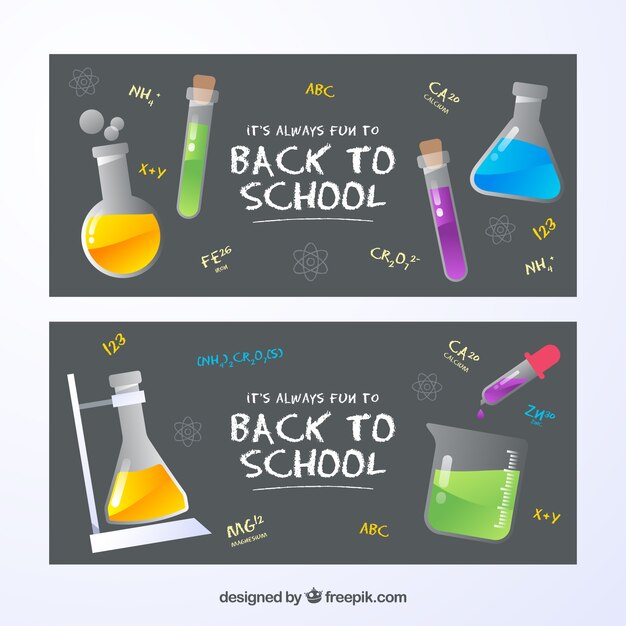 Back to school banners with science concept