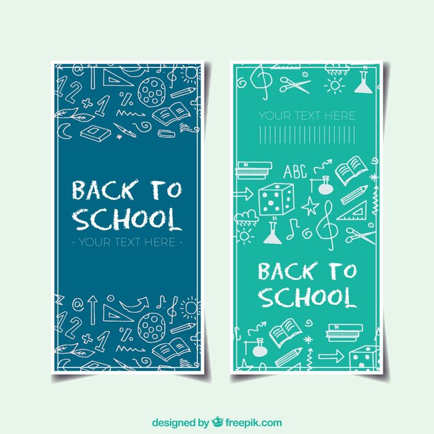 Back to school banners with sketches