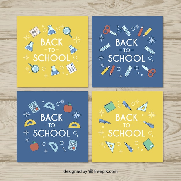 Free vector back to school card collection with flat design