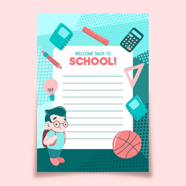 Free Vector back to school card template theme