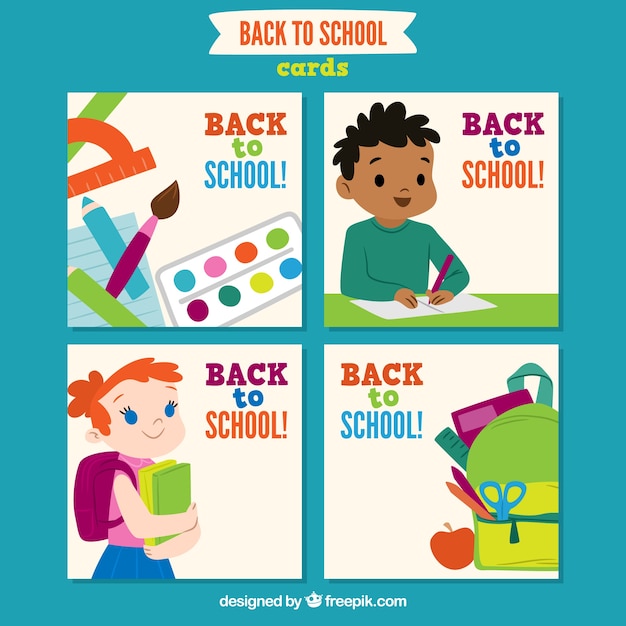 Free Vector back to school cards collection