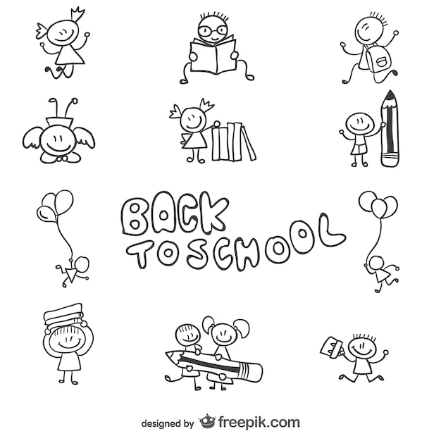 Back to school children doodle graphics