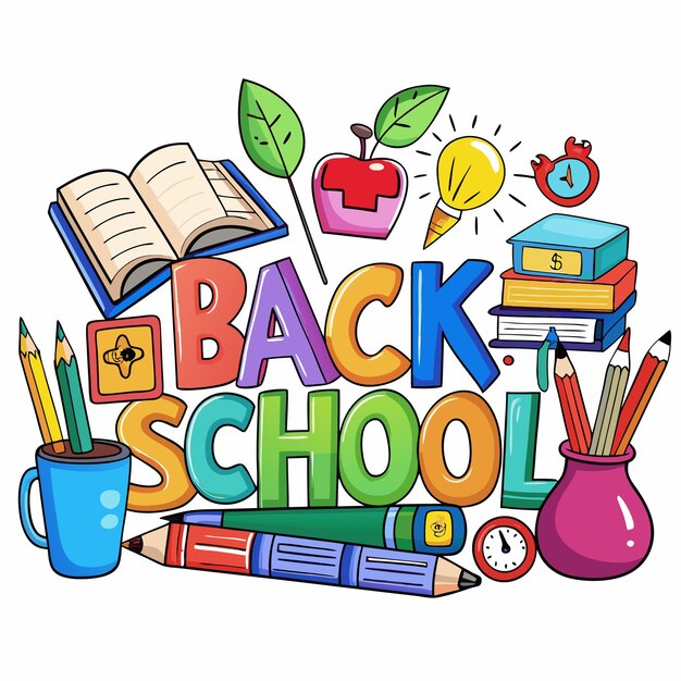 Back to school colorful cartoon illustration