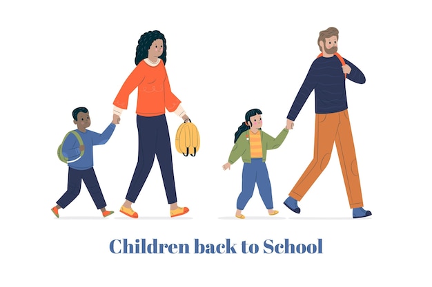 Free Vector back to school concept with parents