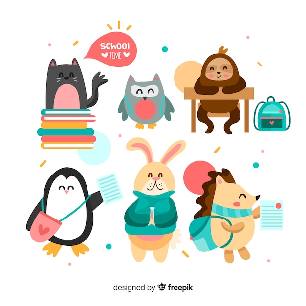 Back to school cute animal collection