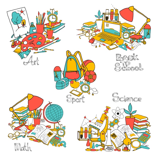 Free Vector back to school decorative set