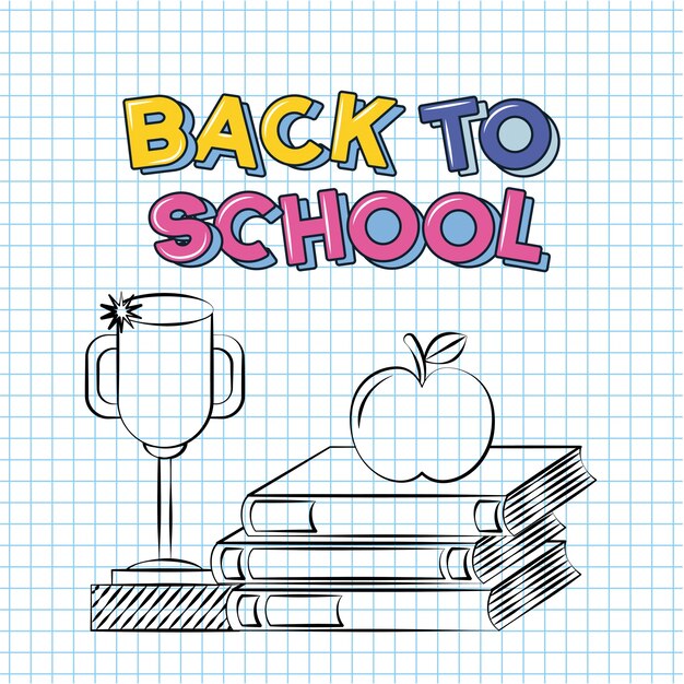 Back to school doodle books a trophy an aplee illustration