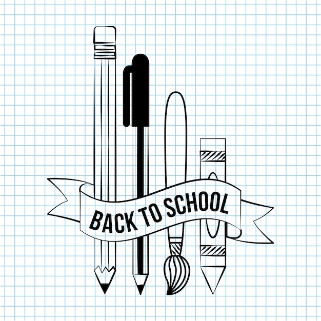 Free vector back to school doodle school elements things to write over a notebook paper illustration