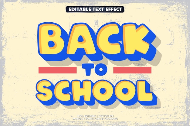 Free Vector back to school editable text effect back to school banner template